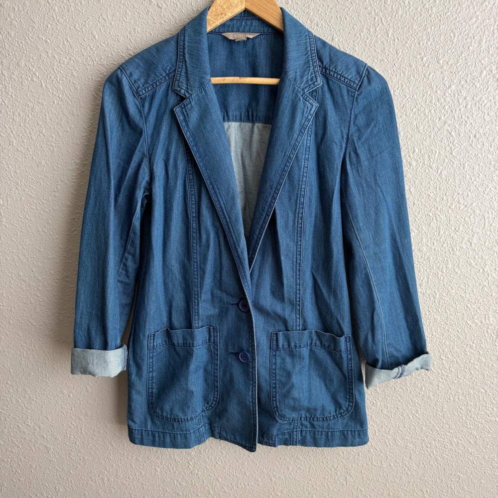 Rubbish Denim Chambray Boyfriend Blazer Jacket 100% Cotton S